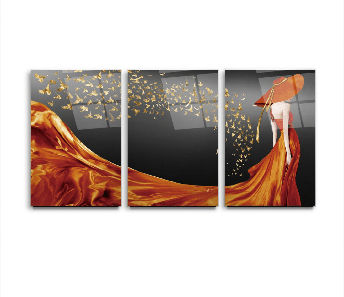 Woman in Dress Glass Wall Art & Set of 3