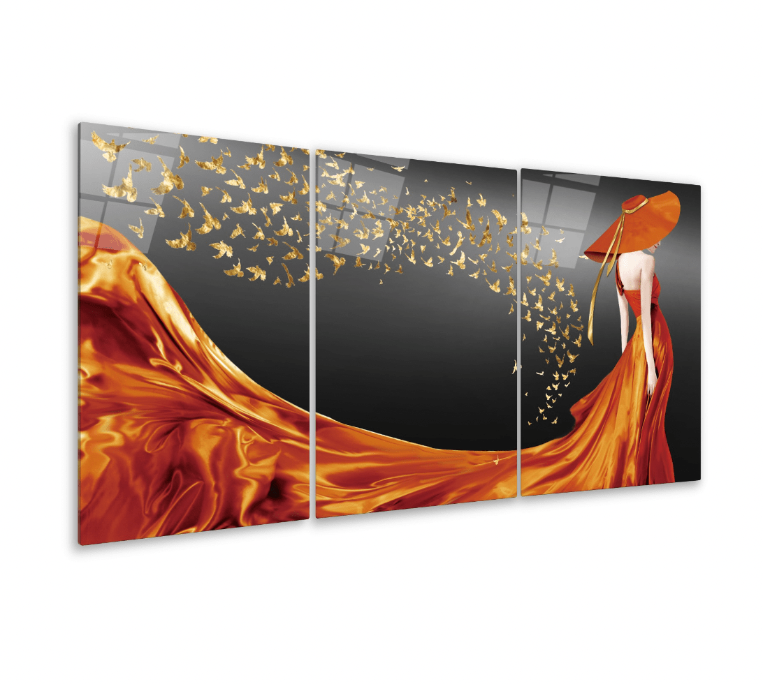 Woman in Dress Glass Wall Art & Set of 3