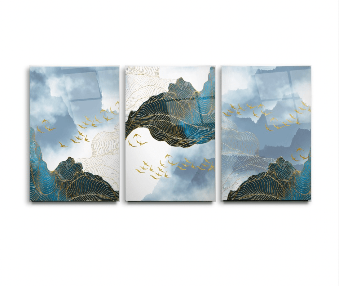 Mountain View Glass Wall Art & Set of 3