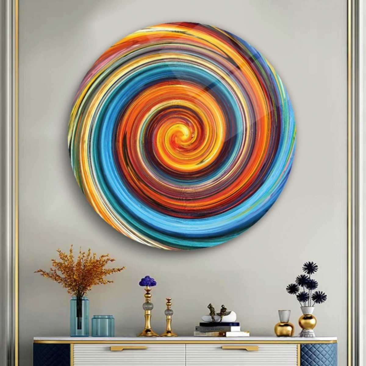 Colourful Abstract Circle Glass Painting - Artchi