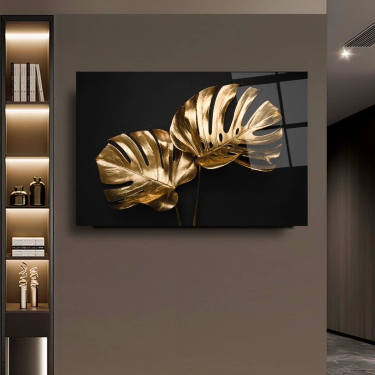 Golden Leaf Glass Painting - Artchi