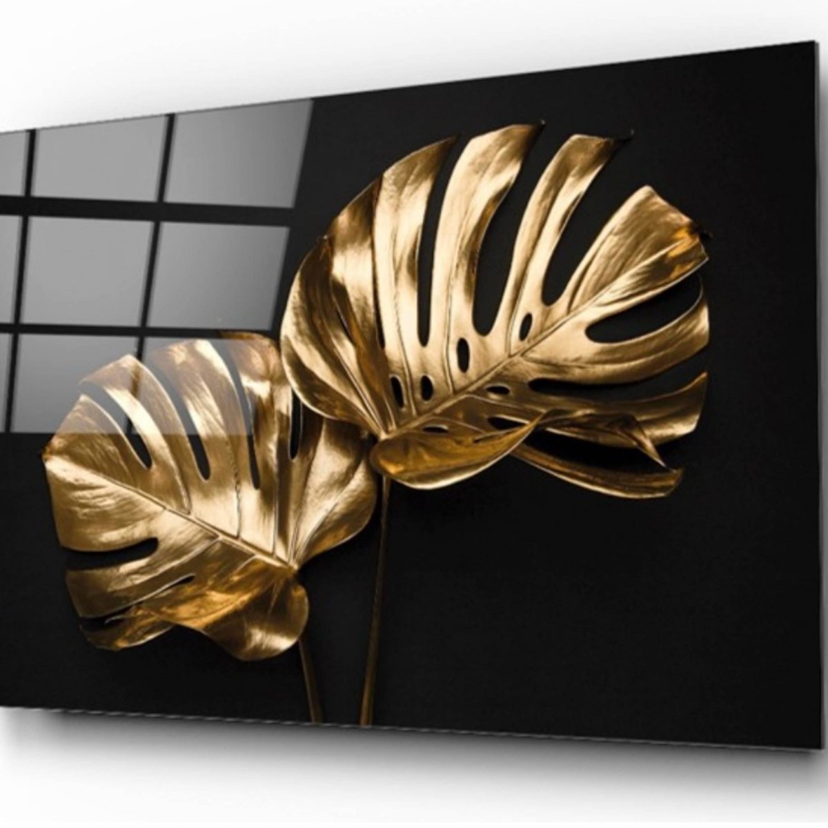 Golden Leaf Glass Painting - Artchi