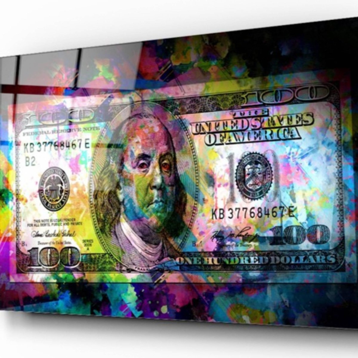 Neon Dolar Glass Painting - Artchi