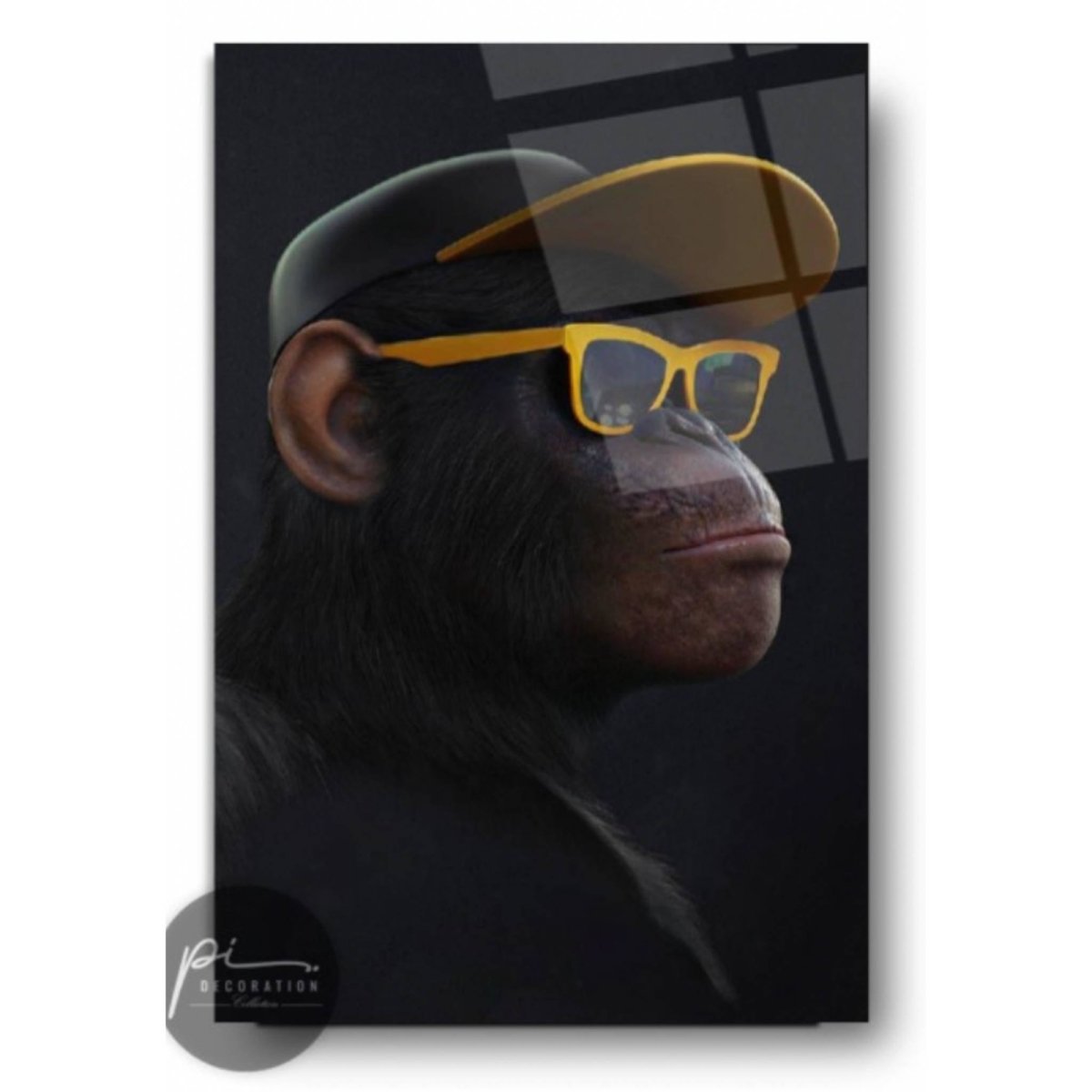 Yellow Monkey Glass Painting - Artchi